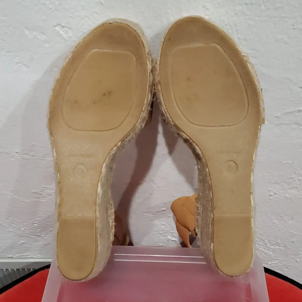 J. Crew Leather Wedge Espadrille Sandals Made In Spain Size 8
